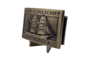 A60 Segelschulschiff GORCH FOCK - Massive Gürtelschnalle messingf. - German Navy – Bild 2