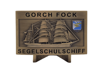 A60 Segelschulschiff GORCH FOCK - Massive Gürtelschnalle messingf. - German Navy
