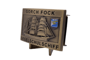 A60 Segelschulschiff GORCH FOCK - Massive Gürtelschnalle messingf. - German Navy – Bild 2