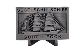 A60 Segelschulschiff GORCH FOCK - Massive Gürtelschnalle silberf. - German Navy