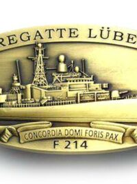 Gürtelschnalle - F214 Fregatte LÜBECK - Lucky Lady - massiv oval