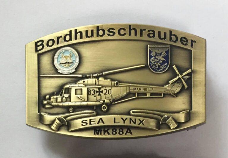 Gürtelschnalle - SEA LYNX MK88A - MFG5 Nordholz - antik messing massiv