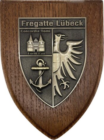 F214 Fregatte LÜBECK - Massives Wappen messingf. - German Navy
