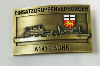 Gürtelschnalle - A1413 EGV BONN - massiv, messingf., m. Wappen
