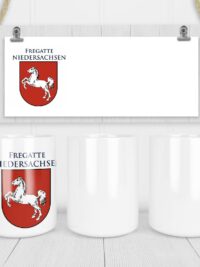 Keramiktasse F208 Fregatte NIEDERSACHSEN WAPPEN weiß