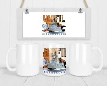 Keramiktasse F208 Fregatte NIEDERSACHSEN UNIFIL 2007 weiß
