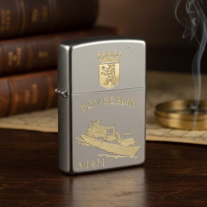 A1411 Einsatzgruppenversorger BERLIN - ZIPPO Sturmfeuerzeug m. Diamantgravur - German Navy