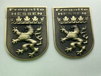 F221 Fregatte HESSEN – Massives Wappen messingf. – German Navy