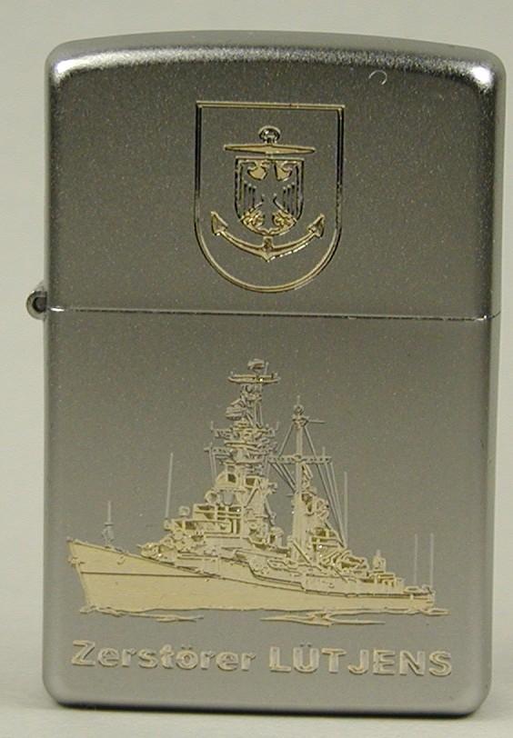 D185 Zerstörer LÜTJENS – ZIPPO Sturmfeuerzeug m. Diamantgravur – German Navy