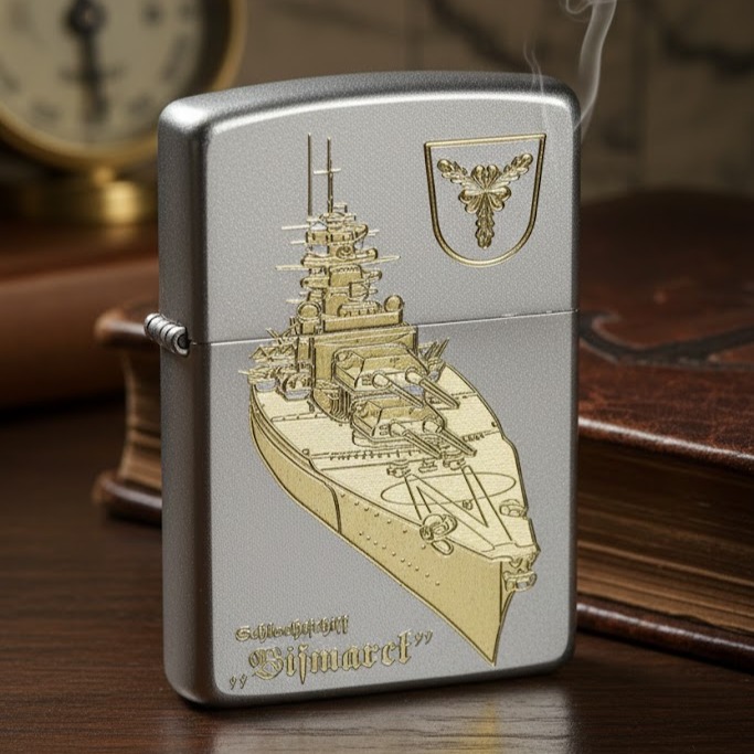 Schlachtschiff Bismarck WK WH – ZIPPO Sturmfeuerzeug m. Diamantgravur – German Navy