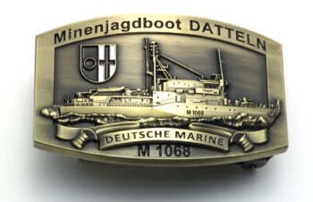 M1068 Minenjagdboot DATTELN - Massive Gürtelschnalle messingf. - German Navy