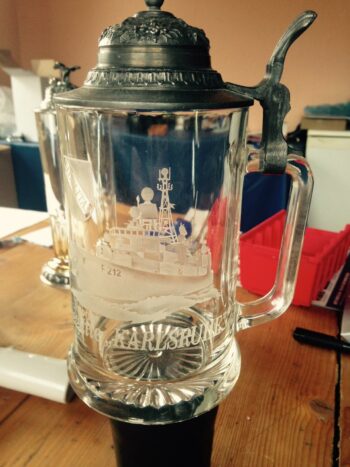 F212 Fregatte KARLSRUHE - Bierkrug - handgeschliffen