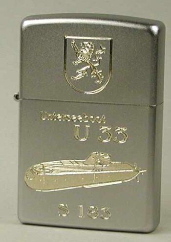 U33 U-Boot S183 - ZIPPO - Sturmfeuerzeug m. Diamantgravur - German Navy