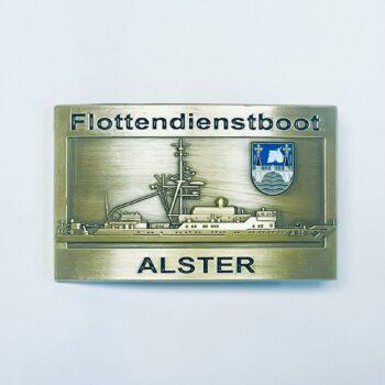 A50 Flottendienstboot ALSTER - Massive Gürtelschnalle messingf. - German Navy