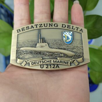 U212A - U-Boot Besatzung DELTA - Massive Gürtelschnalle messingf. - German Navy