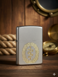 Barettabzeichen der Sanitätstruppe SanTe – ZIPPO Sturmfeuerzeug m. Diamantgravur – German Army