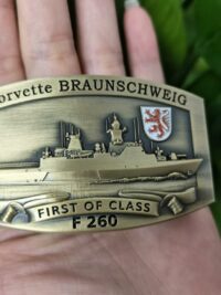 F260 Korvette BRAUNSCHWEIG - Massive Gürtelschnalle messingf. - German Navy