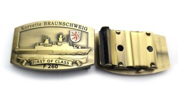 F260 Korvette BRAUNSCHWEIG - Massive Gürtelschnalle messingf. - German Navy – Bild 2