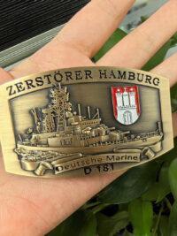 Gürtelschnalle D181 Zerstörer HAMBURG - massiv - German Navy