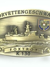 K130 Korvette Besatzung FOXTROT - Gürtelschnalle massiv messingfarben m. Wappen