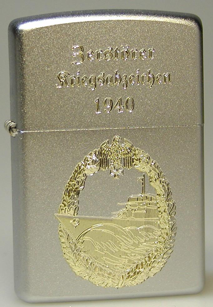 Zerstörer  Kriegsabzeichen 1940 – ZIPPO Sturmfeuerzeug m. Diamantgravur - German Navy