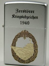 Zerstörer  Kriegsabzeichen 1940 – ZIPPO Sturmfeuerzeug m. Diamantgravur - German Navy