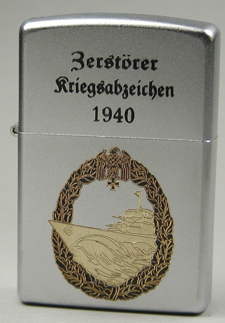 Zerstörer  Kriegsabzeichen 1940 – ZIPPO Sturmfeuerzeug m. Diamantgravur - German Navy