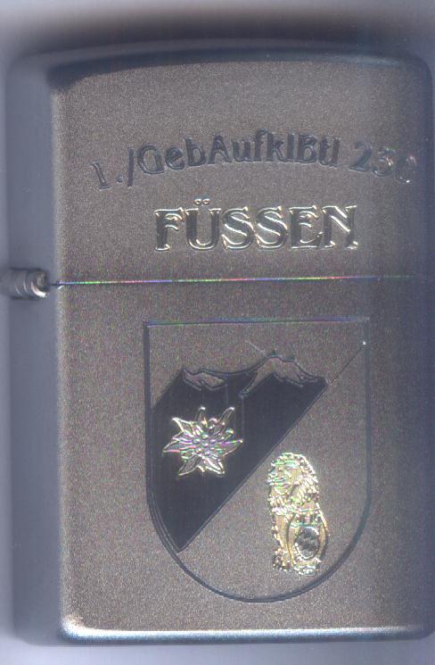 1. Gebirgsaufklärungsbataillon 230 1. GebAufklBtl 230 – ZIPPO Sturmfeuerzeug m. Diamantgravur - German Army