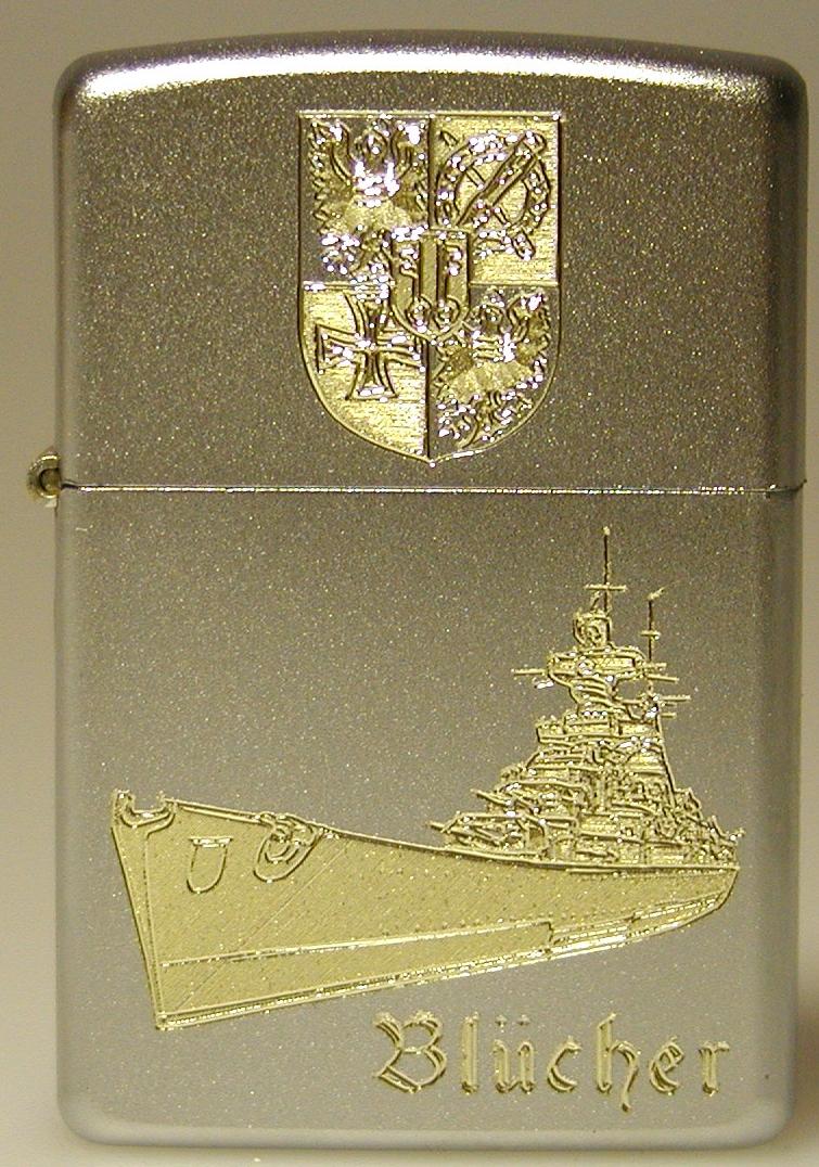 Schwerer Kreuzer Blücher – ZIPPO Sturmfeuerzeug m. Diamantgravur - German Navy / WKII