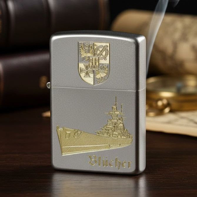 Schwerer Kreuzer Blücher – ZIPPO Sturmfeuerzeug m. Diamantgravur - German Navy / WKII