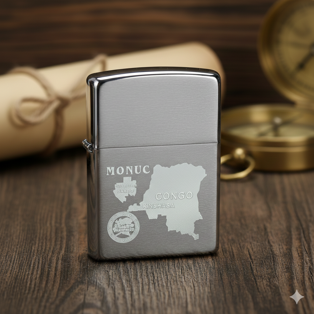EUFOR MONUC Kongo EUFOR RD Congo – ZIPPO Sturmfeuerzeug m. Diamantgravur – German Army